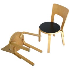 Modern Nordic Design Alvar Aalto Iconic Dining Chair by Artek Finland Co., 1980s