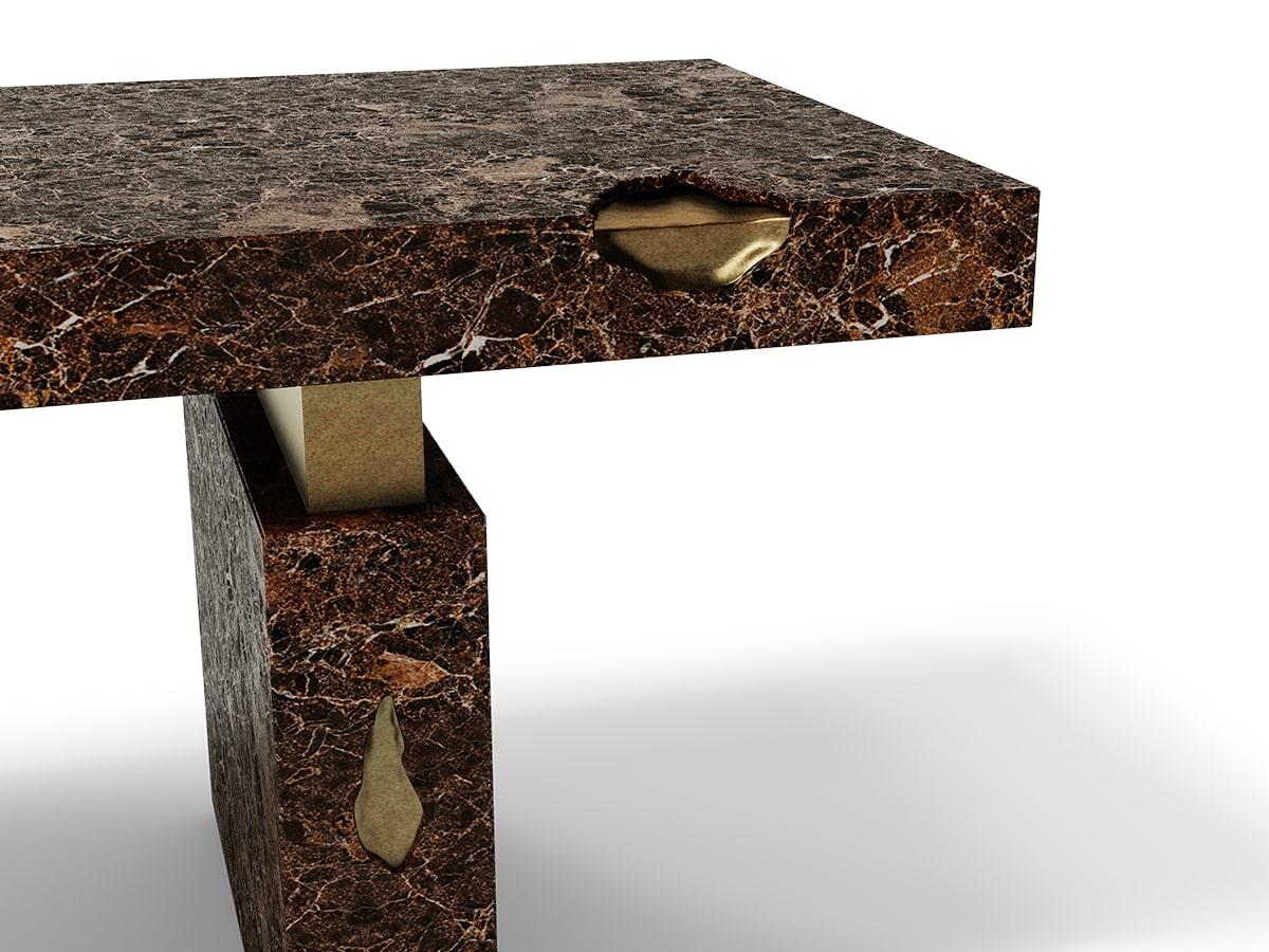 Modern Nougat Dark Emperador Marble Desk II by Caffe Latte

This Modern Nougat Dark Emperador Marble Desk II by Caffe Latte, is a luxurious and robust piece made of aged brushed brass on its cracks and dark emperador marble in the top and legs.