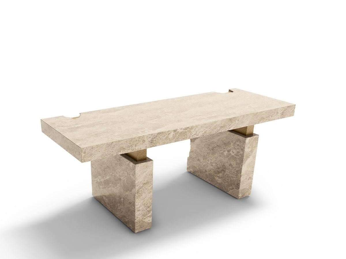 Portuguese Modern Nougat Light Emperador Marble Desk IV by Caffe Latte For Sale