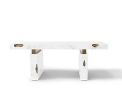 Modern Nougat White Olympic Marble Desk III by Caffe Latte