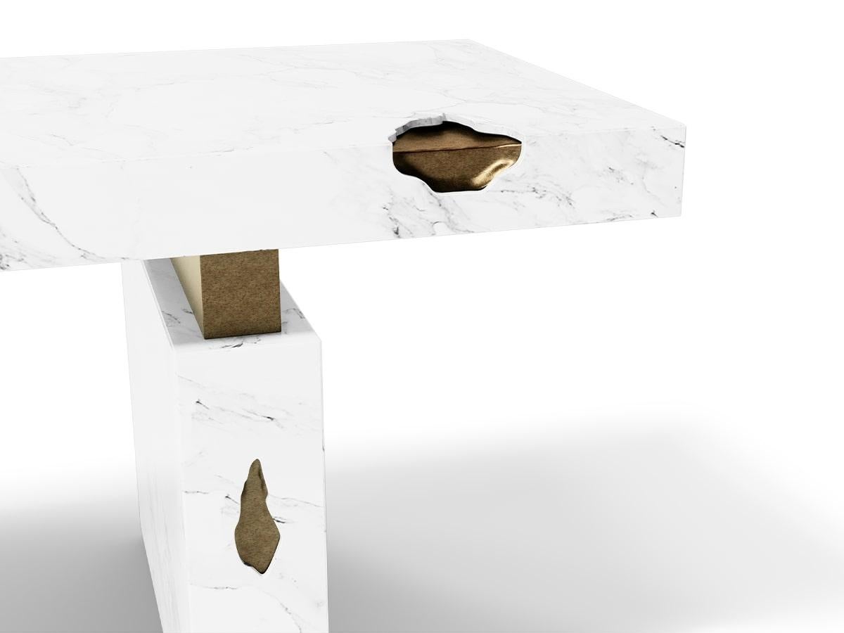 Portuguese Modern Nougat White Olympic Marble Desk III by Caffe Latte For Sale