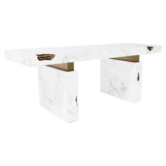 Modern Nougat White Olympic Marble Desk III by Caffe Latte