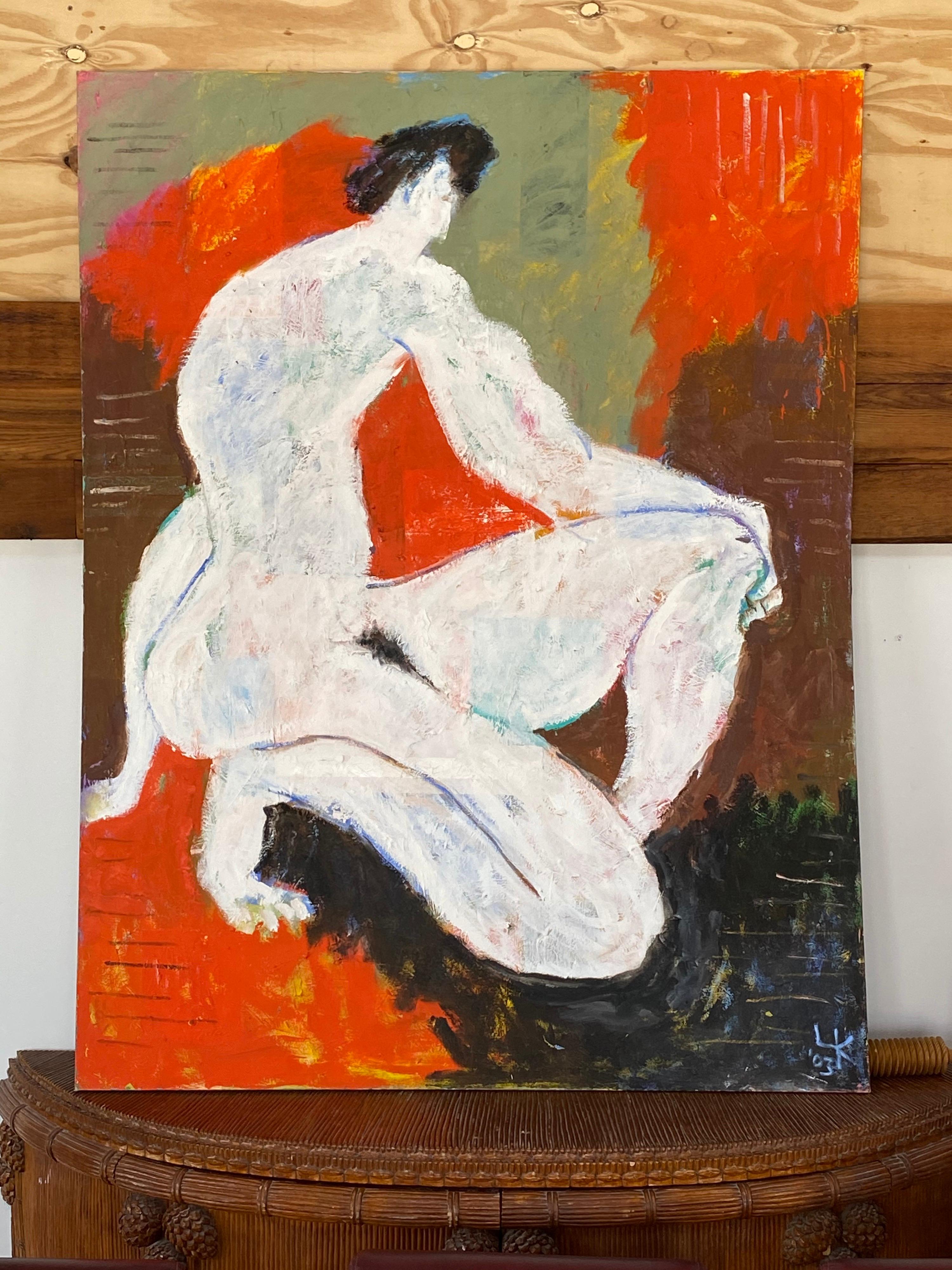 Large modern nude painting by Larry Kessler. Has beautiful texture and brush mark. Signed LK and dated 03.