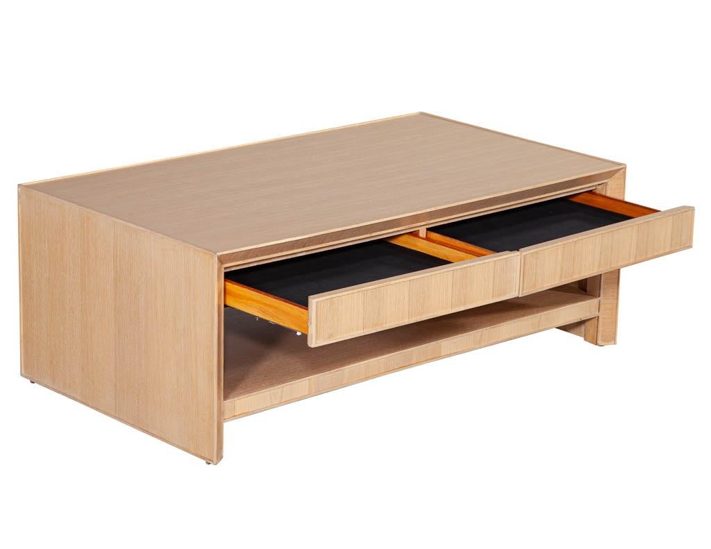 Contemporary Modern Oak 2 Tier Coffee Table For Sale