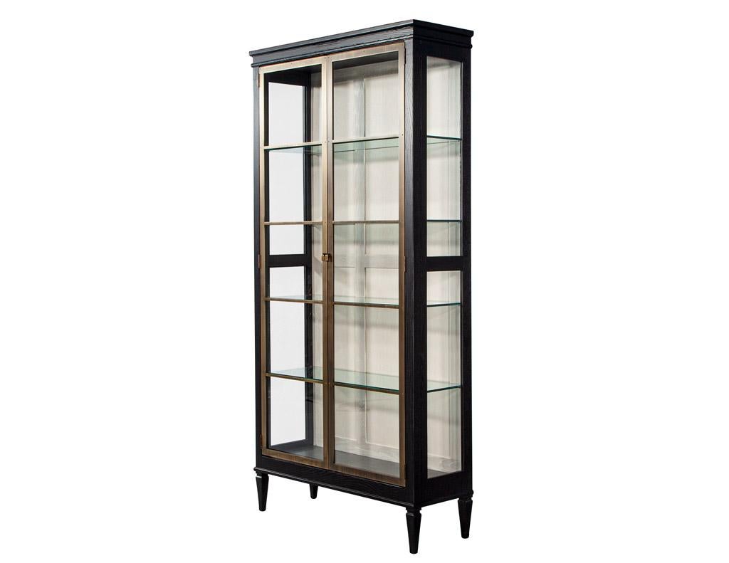 Metallo Mobile libreria moderno in Oak e ottone in vendita