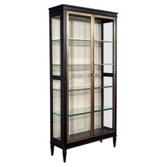 Modern Oak and Brass Bookcase Cabinet