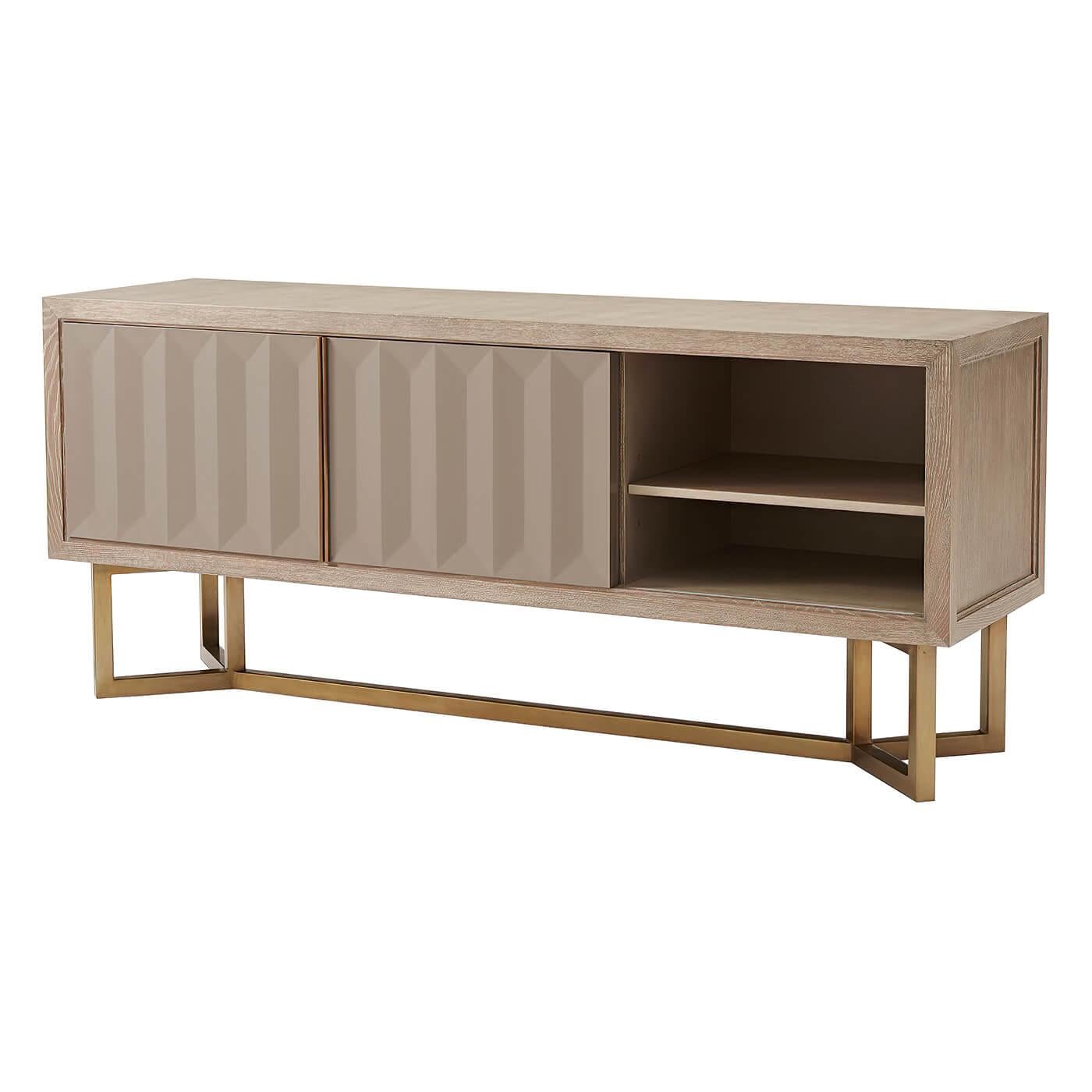 Organic Modern Modern Oak and Brass Cabinet