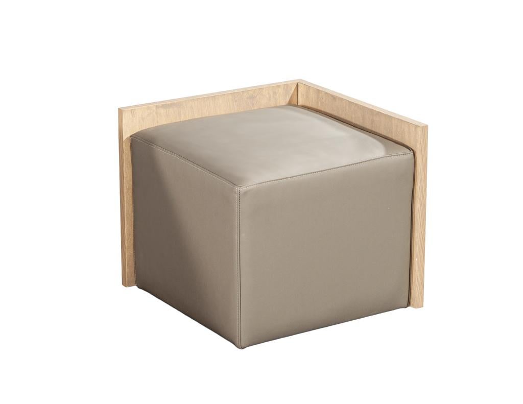 Modern Oak Coffee Table with Integrated Pullout Ottomans For Sale 9