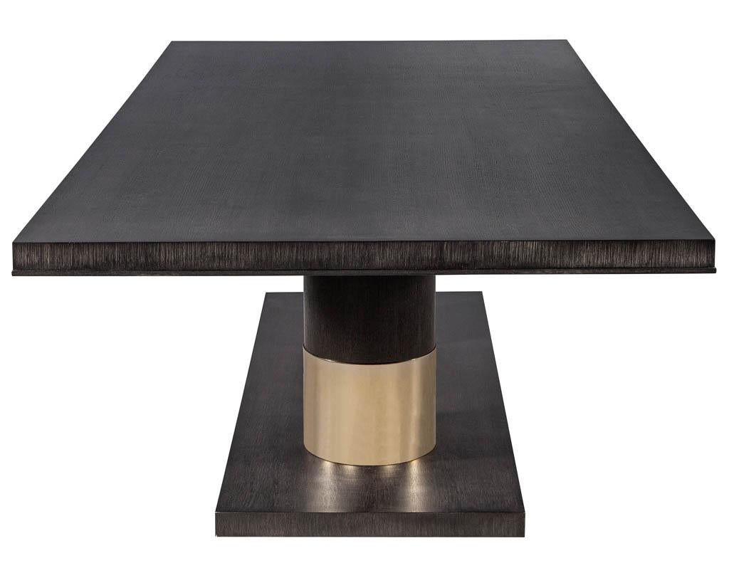 Modern Oak Dining Table with Double Column Champagne Ring Base For Sale 2