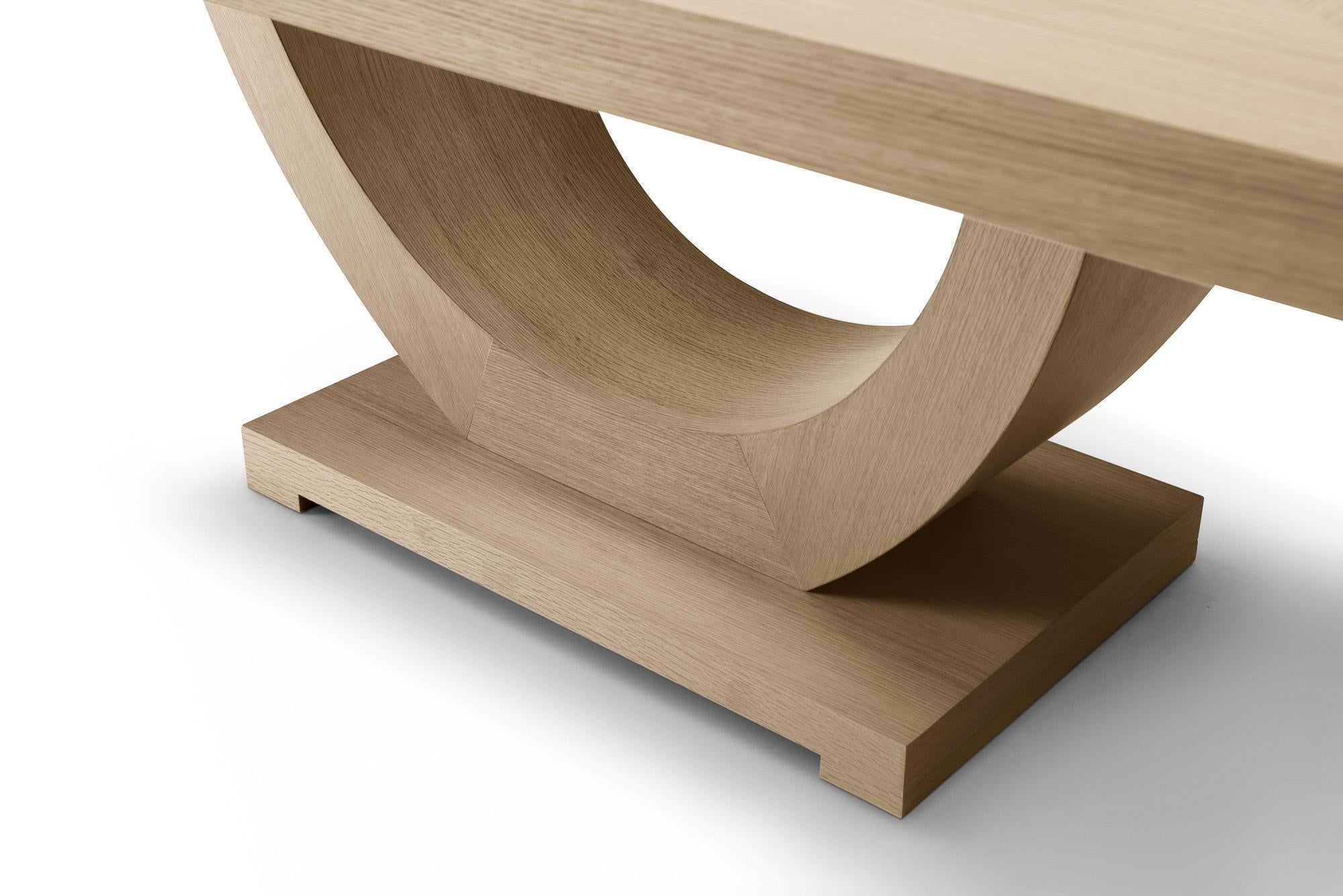 Chinese Modern Oak Extension Dining Table Designed by Greg Sheres, In Stock For Sale
