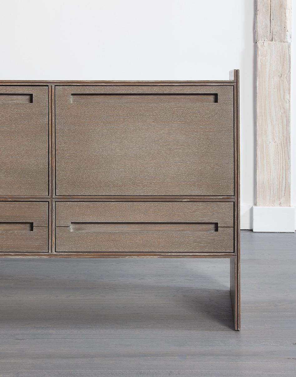 American Modern Oak Handcrafted Credenza For Sale