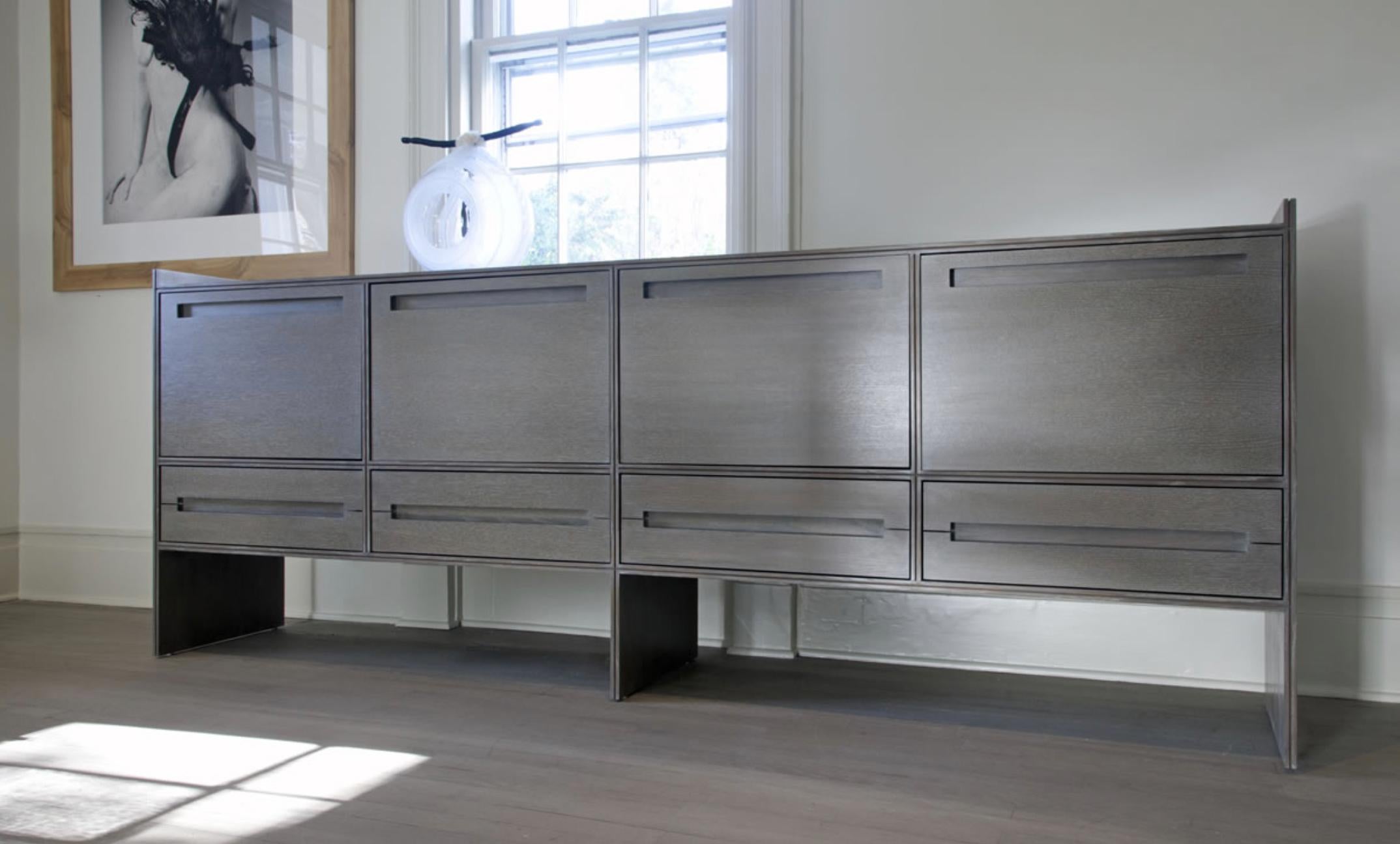 Modern Oak Handcrafted Credenza In New Condition For Sale In Westport, CT