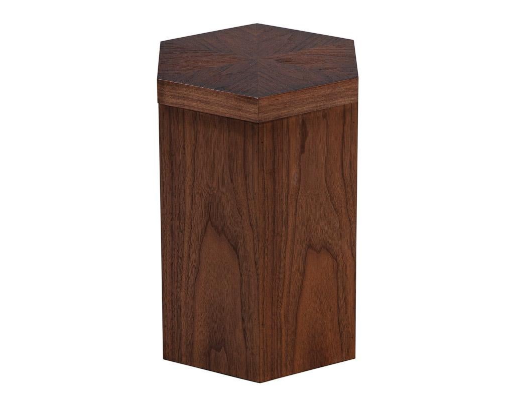 American Modern Oak Hexagonal Accent Table For Sale