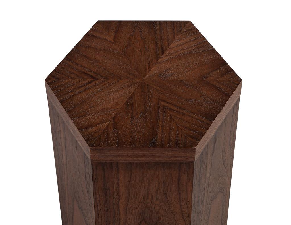 Modern Oak Hexagonal Accent Table In New Condition For Sale In North York, ON