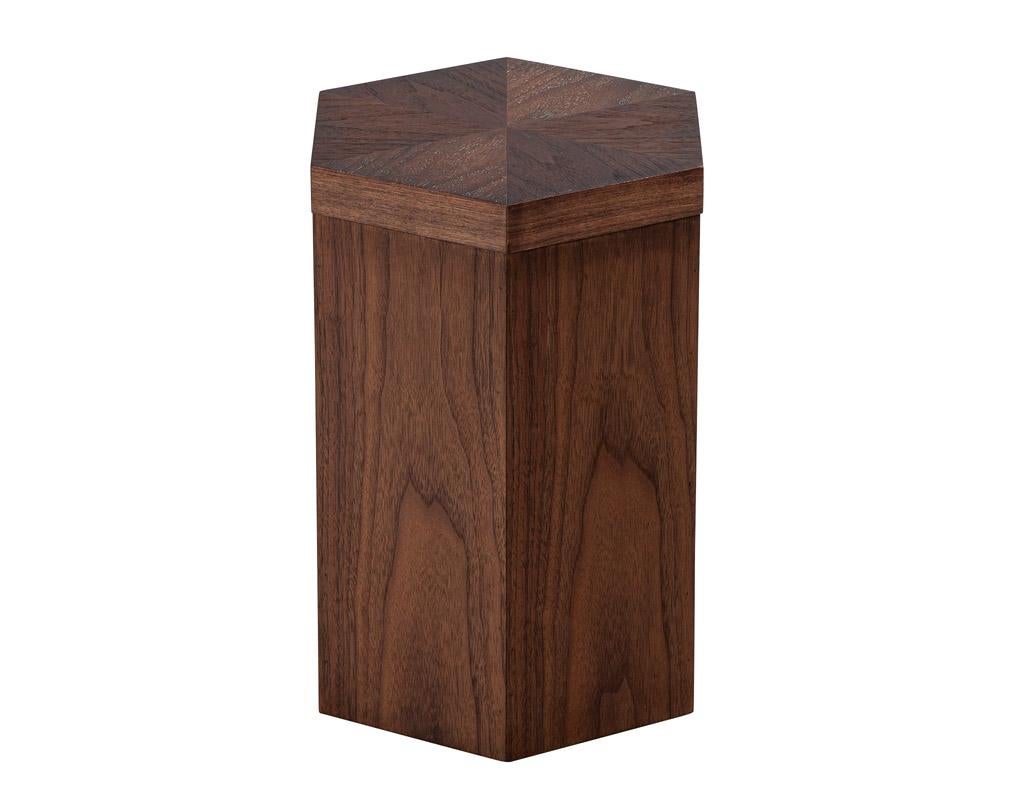 Contemporary Modern Oak Hexagonal Accent Table For Sale