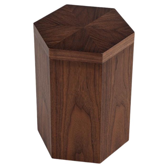 Modern Oak Hexagonal Accent Table For Sale