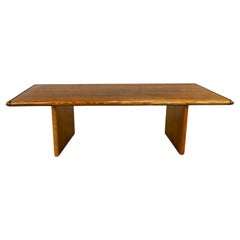 Modern Oak Large Trestle Style Dining or Conference Table Bullnose Edges