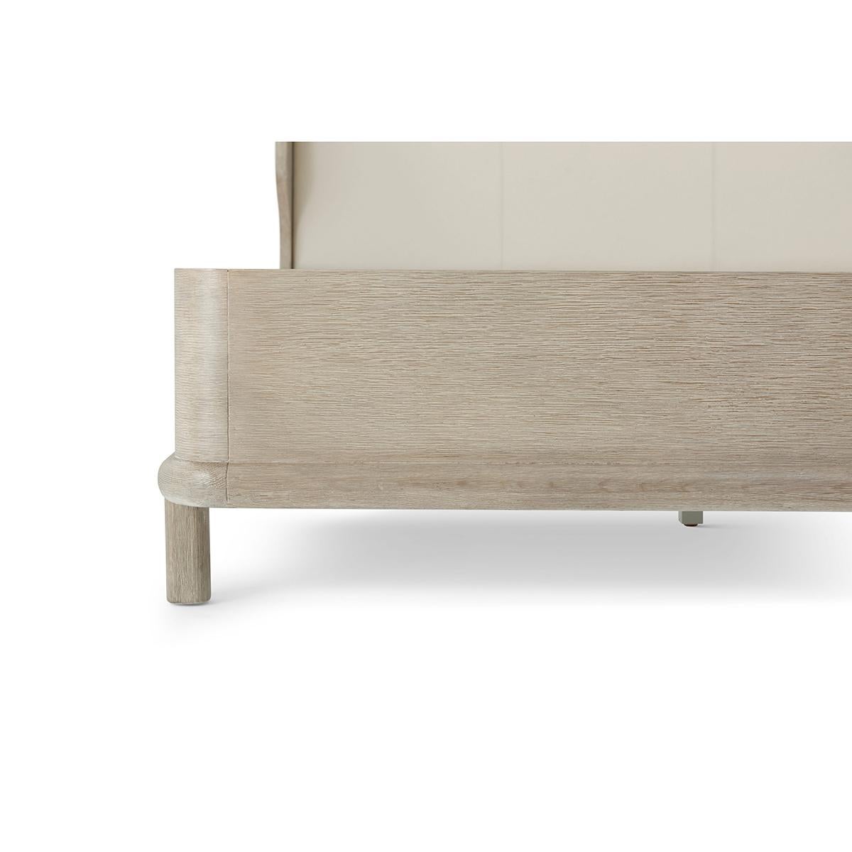 Modern Oak Luxury Bed Frame Queen (Leder) im Angebot