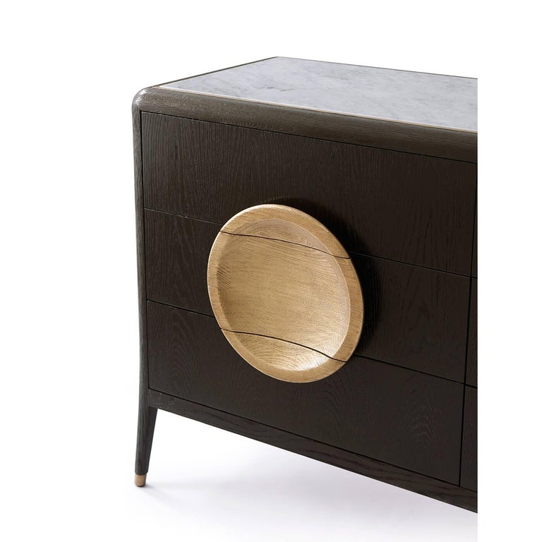 Modern Oak Marble Top Dresser at 1stDibs