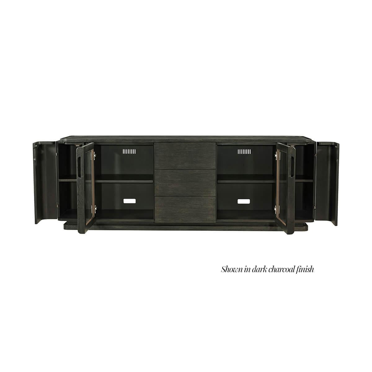 Modern Oak Media Console In New Condition For Sale In Westwood, NJ