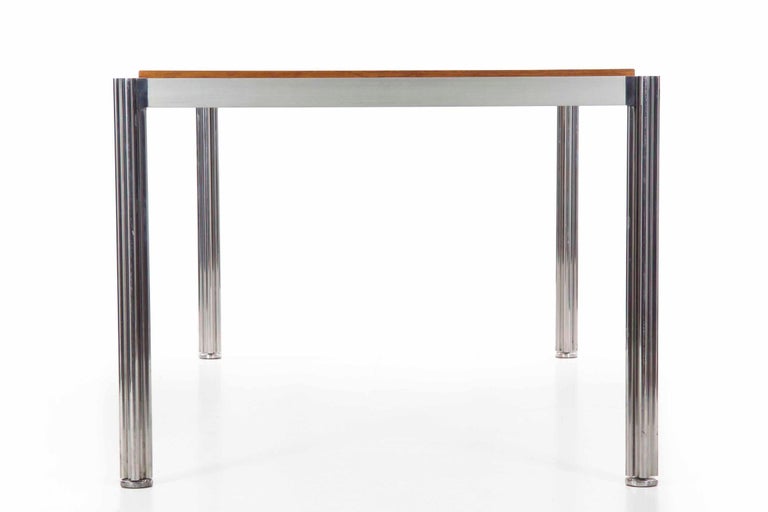 Mid-Century Modern Modern Oak & Polished Aluminum Dining Table with Shamrock Legs by Jens Risom For Sale