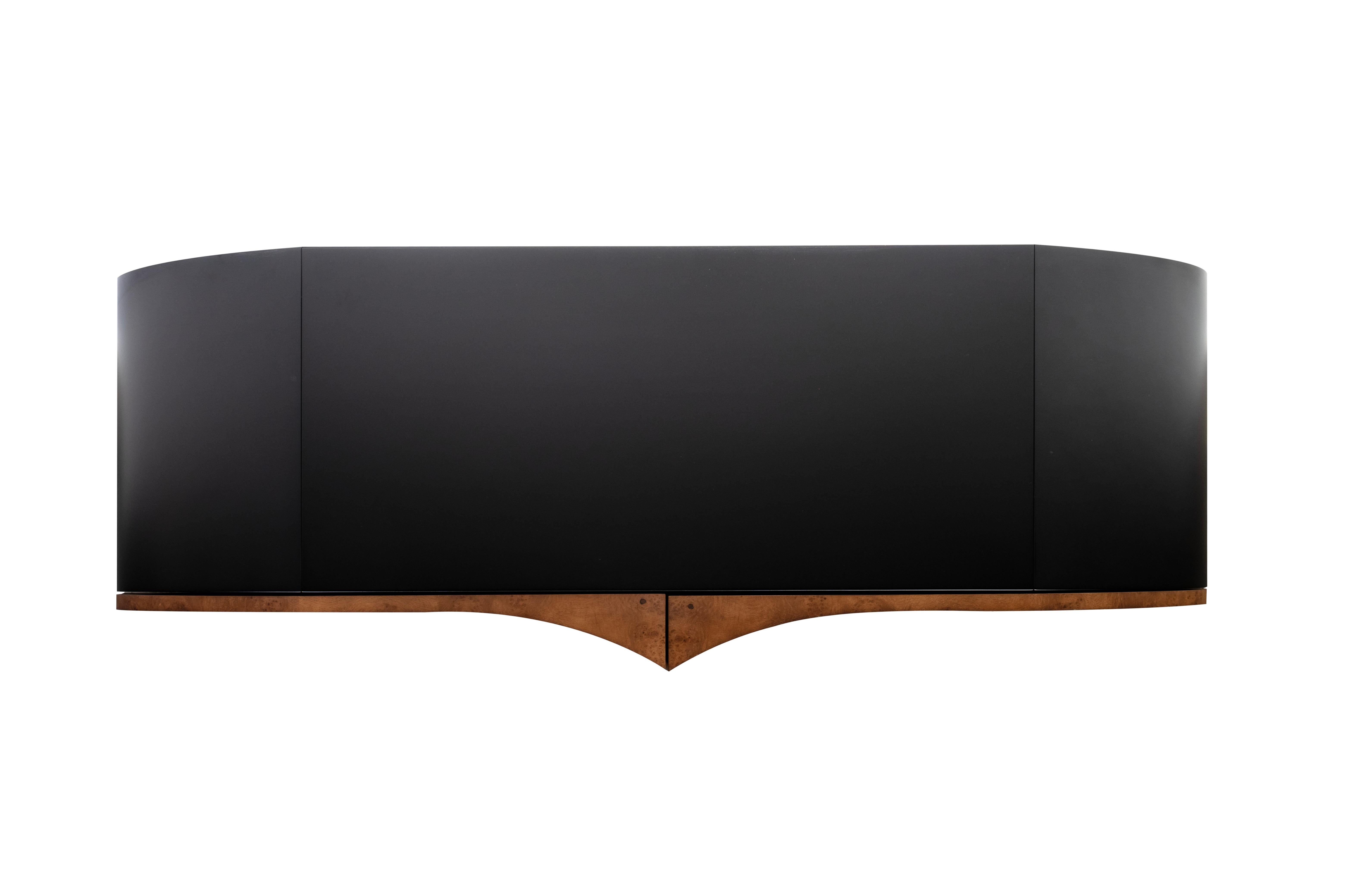 Hand-Crafted Mid-Century Modern Beans Sideboard, Walnut Root, Handmade Portugal Greenapple For Sale