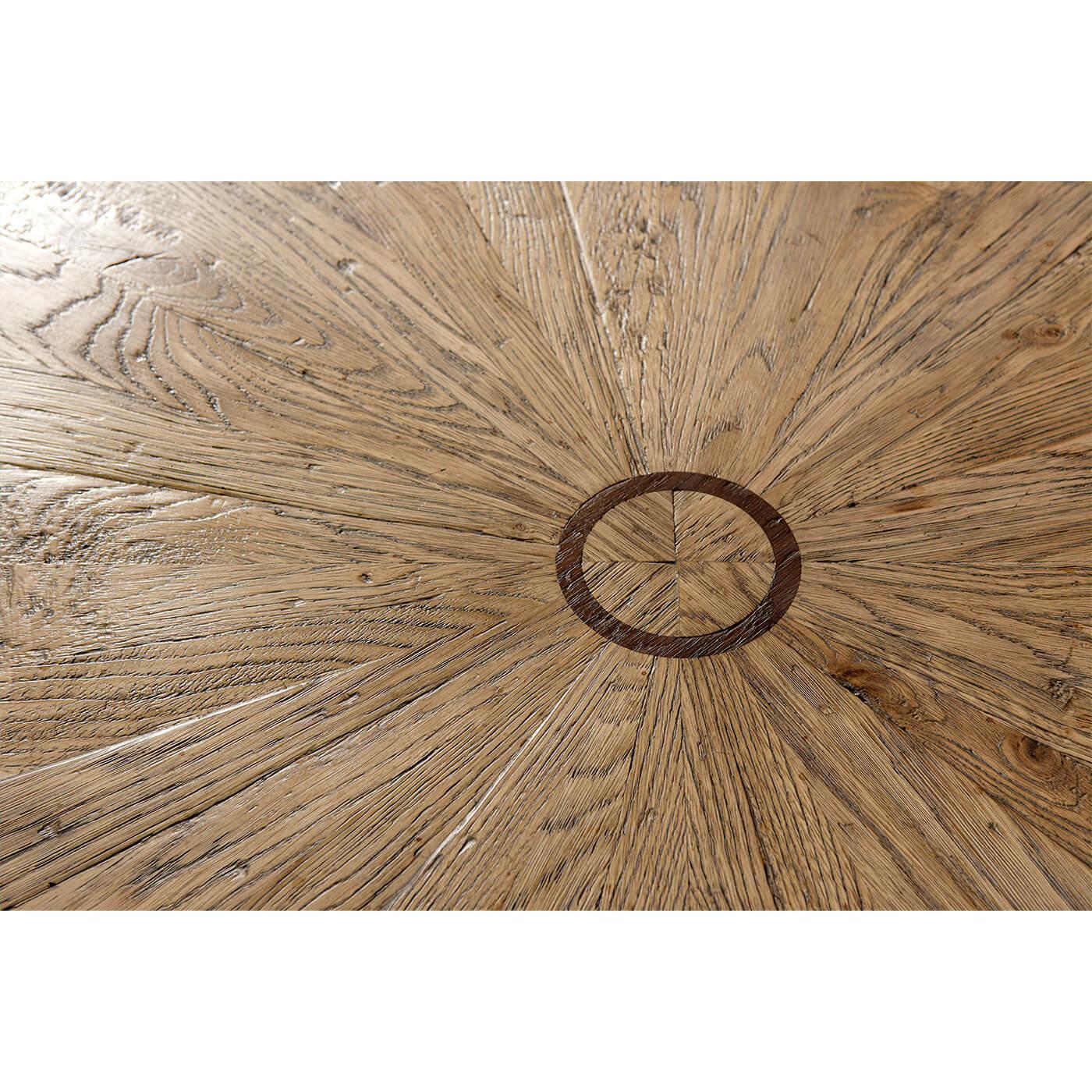 Rustic Modern Oak Round Coffee Table For Sale