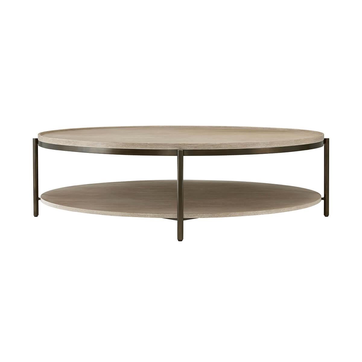 Contemporary Modern Oak Round Coffee Table For Sale