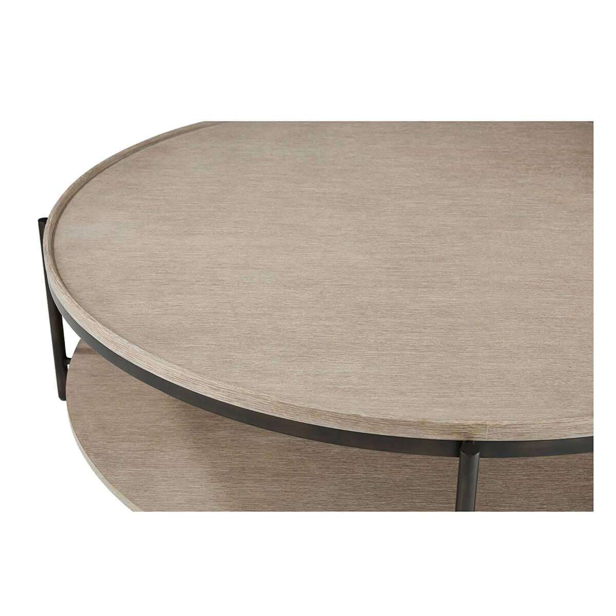 Modern Oak Round Coffee Table For Sale 1