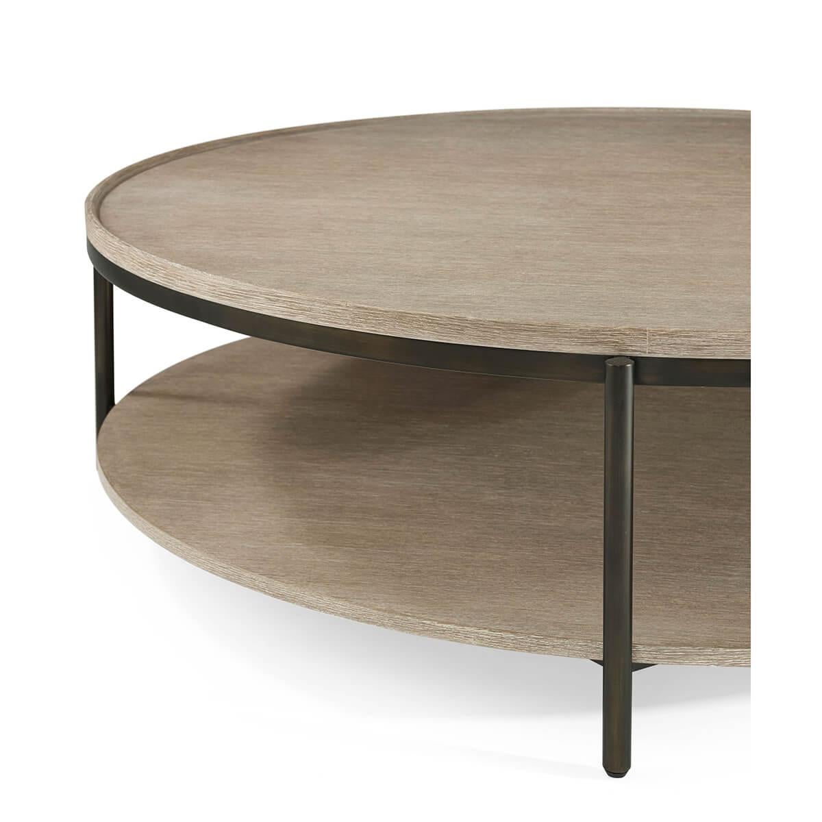 Modern Oak Round Coffee Table For Sale 2