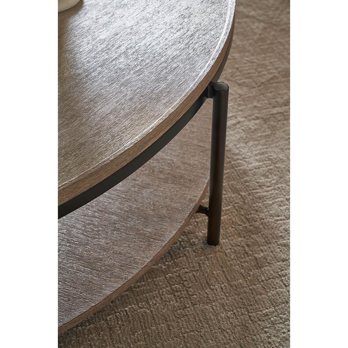 Modern Oak Round Coffee Table For Sale 3