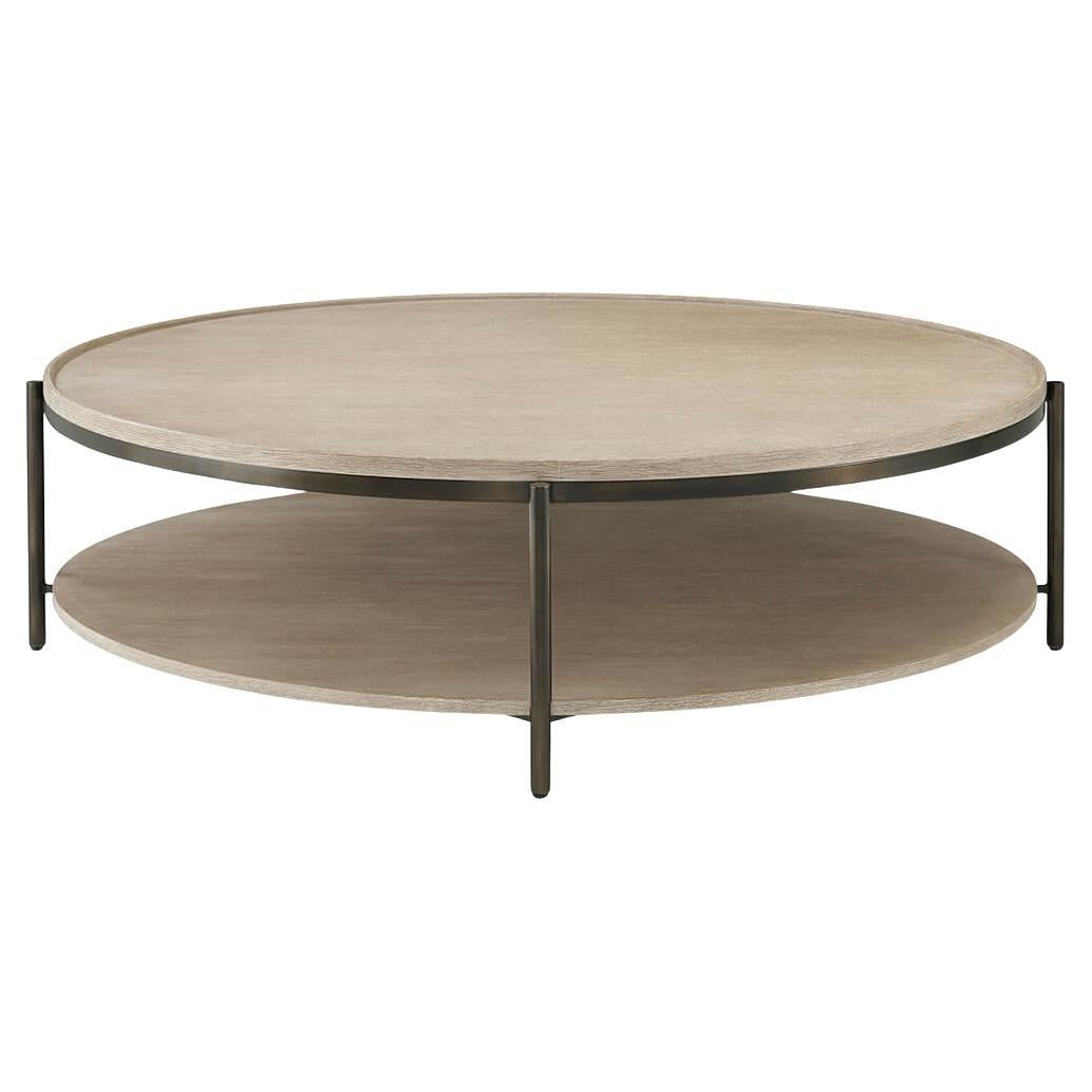 Modern Oak Round Coffee Table For Sale