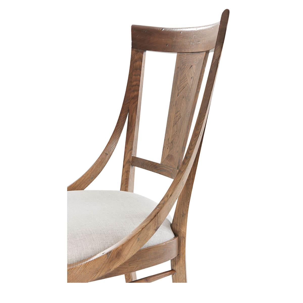 Vietnamese Modern Oak Scoop Back Dining Chair For Sale