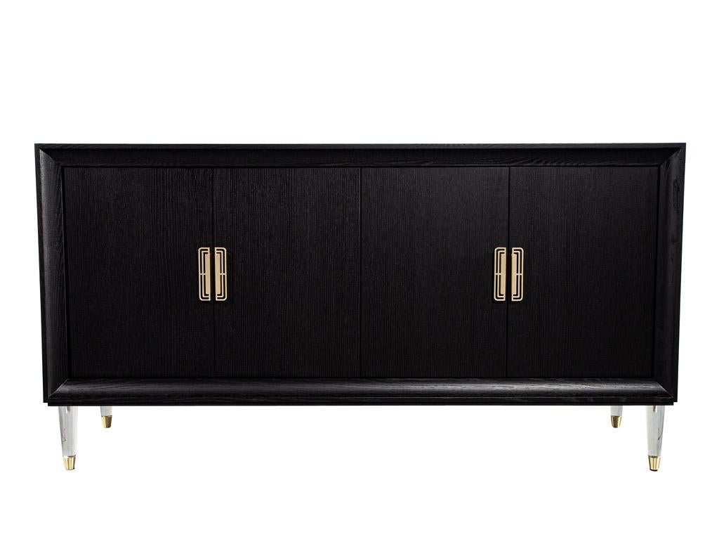 Modern Oak Sideboard Credenza with Acrylic Legs For Sale 8
