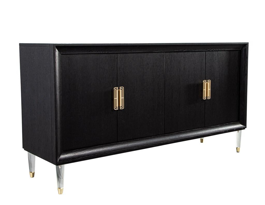 Modern Oak Sideboard Credenza with Acrylic Legs For Sale 9