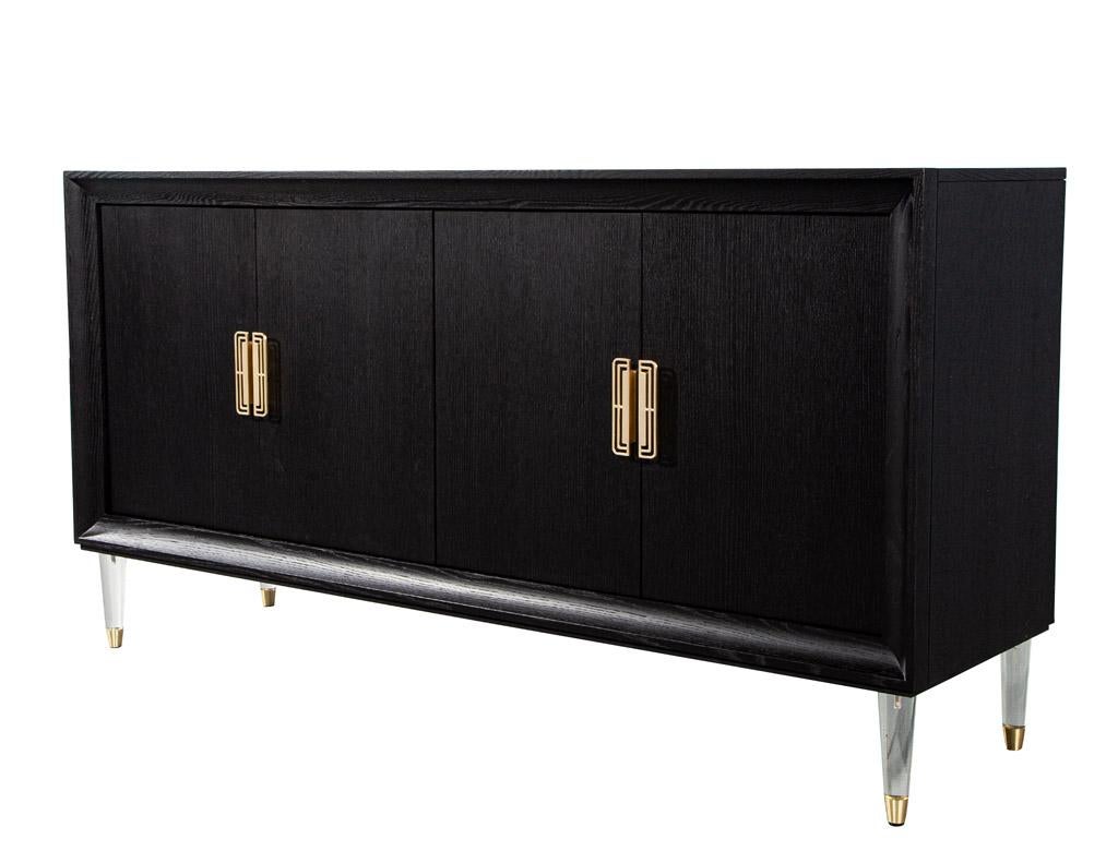 Modern Oak Sideboard Credenza with Acrylic Legs For Sale 10