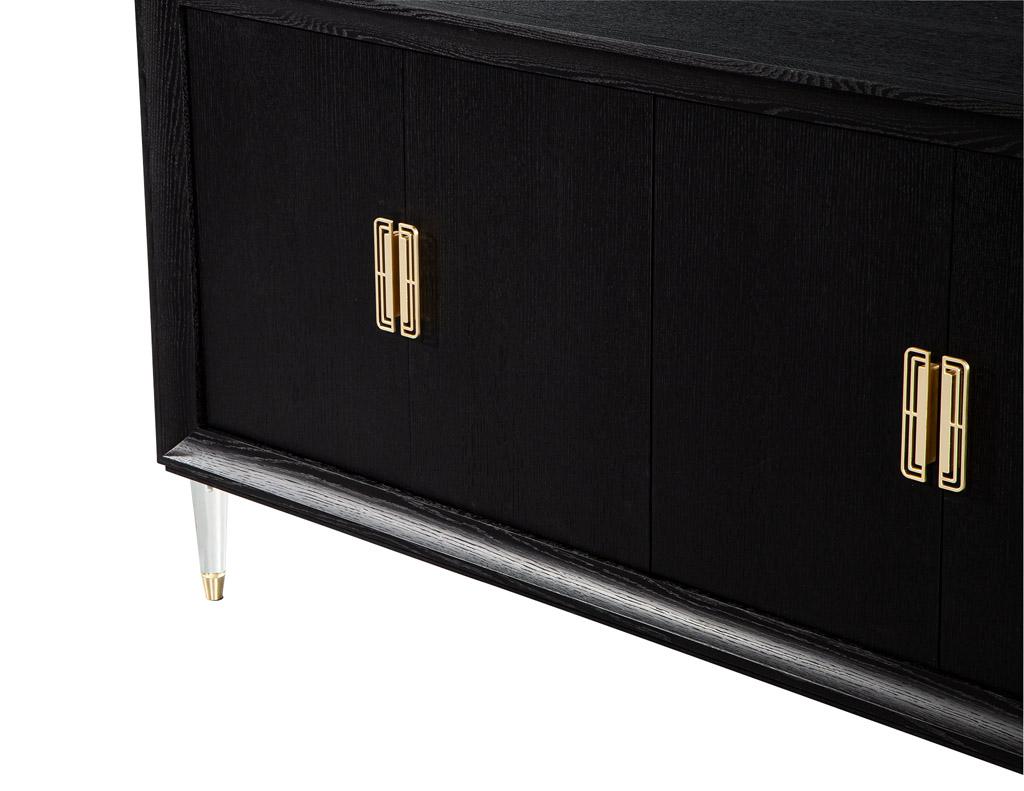Modern Oak Sideboard Credenza with Acrylic Legs For Sale 11