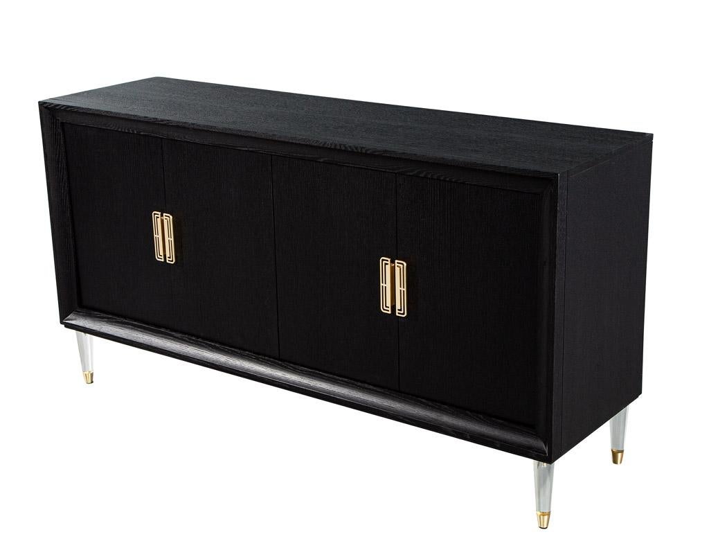 Modern Oak Sideboard Credenza with Acrylic Legs For Sale 12