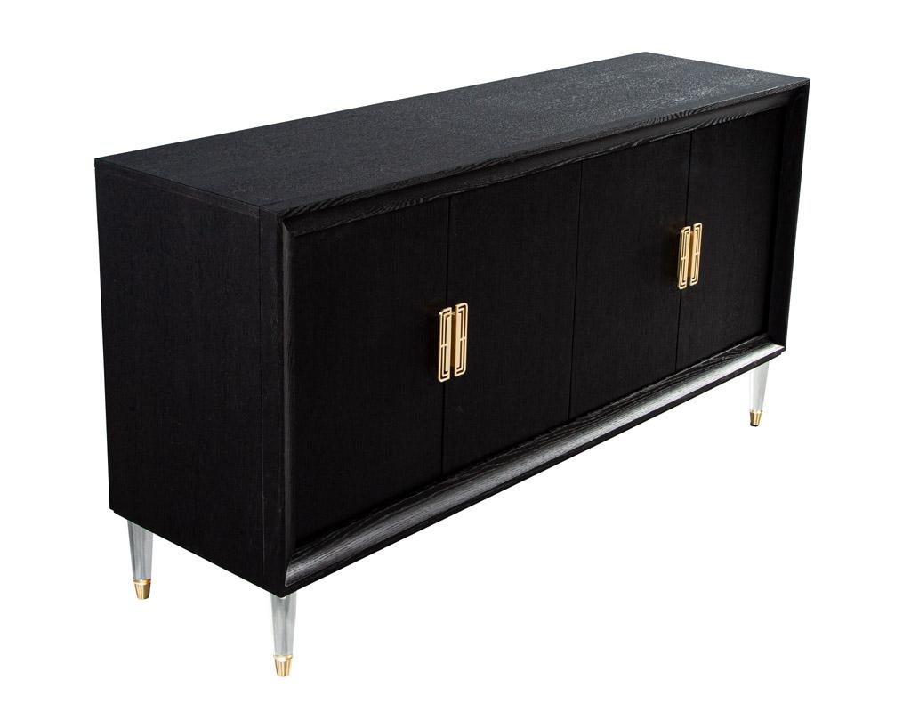 Modern Oak Sideboard Credenza with Acrylic Legs For Sale 13