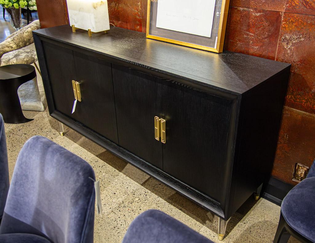 Modern Oak Sideboard Credenza with Acrylic Legs In Excellent Condition For Sale In North York, ON