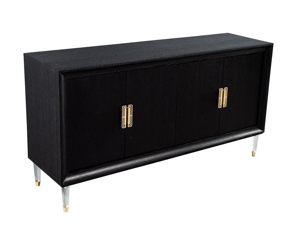 Contemporary Modern Oak Sideboard Credenza with Acrylic Legs For Sale