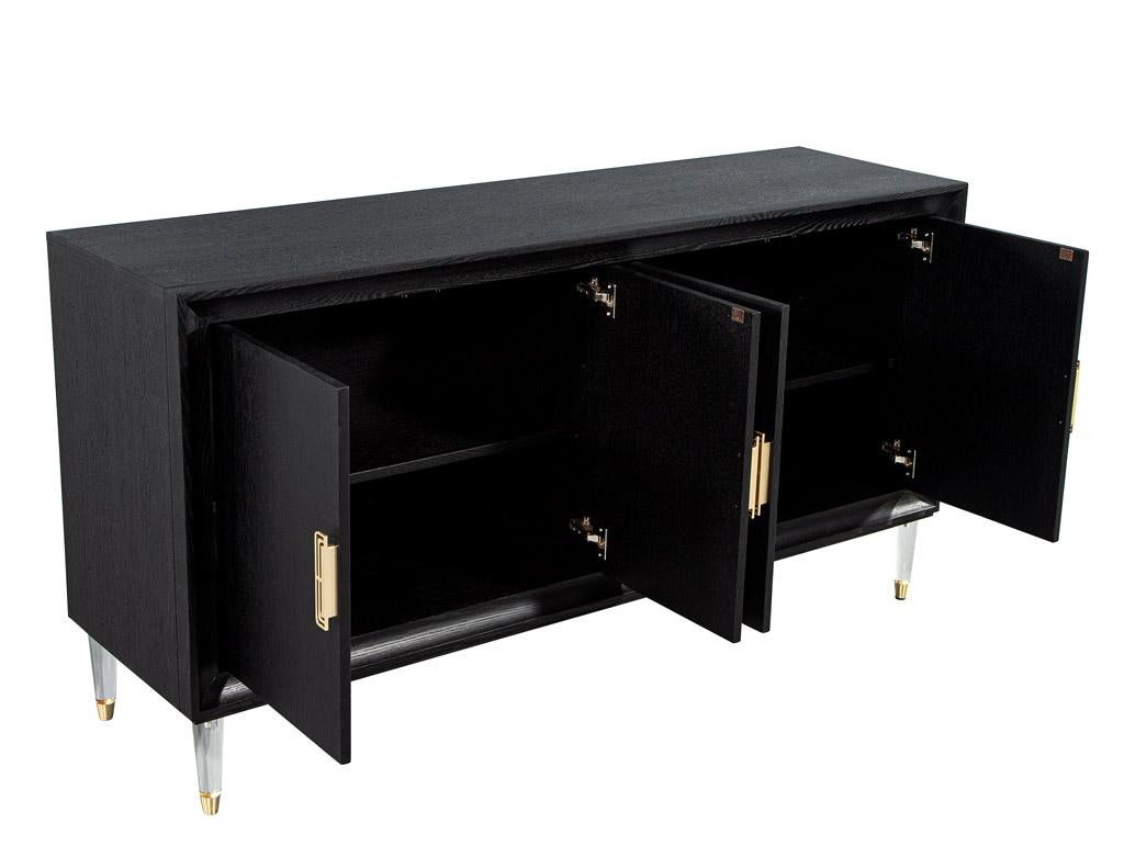 Metal Modern Oak Sideboard Credenza with Acrylic Legs For Sale