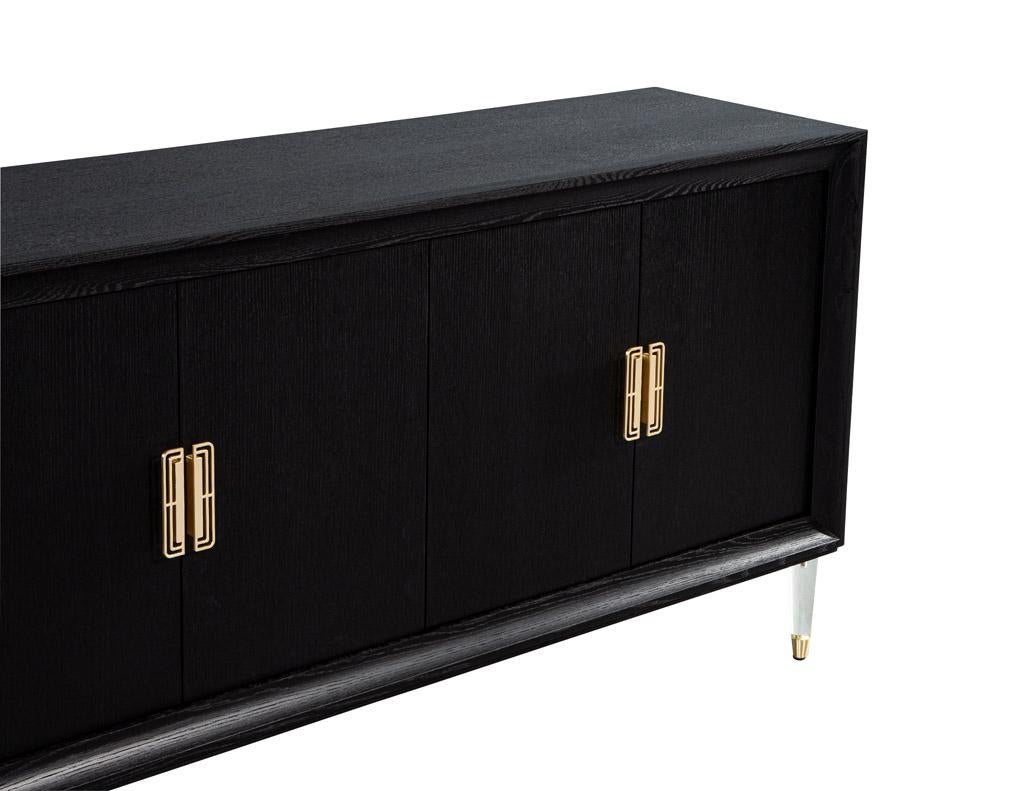 Modern Oak Sideboard Credenza with Acrylic Legs For Sale 2