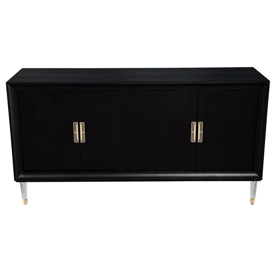 Aparador moderno de roble Credenza con patas acrílicas