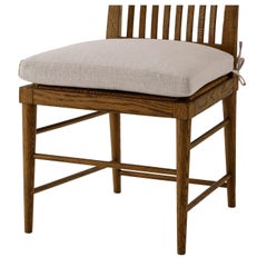 Modern Oak Slat Back Dining Chair, Dark