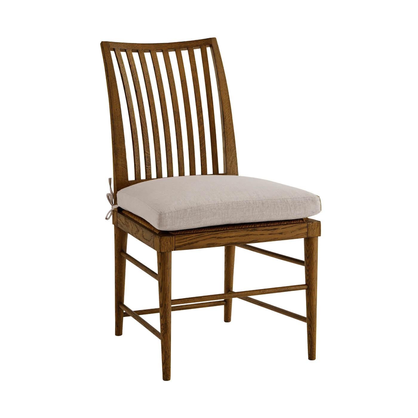 Modern Oak Slat Back Dining Chair, Dark In New Condition For Sale In Westwood, NJ