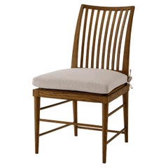 Modern Oak Slat Back Dining Chair, Dark