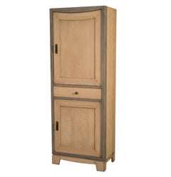 Modern Oak "Tall Man" Cabinet, Stained and Grey Lacquered