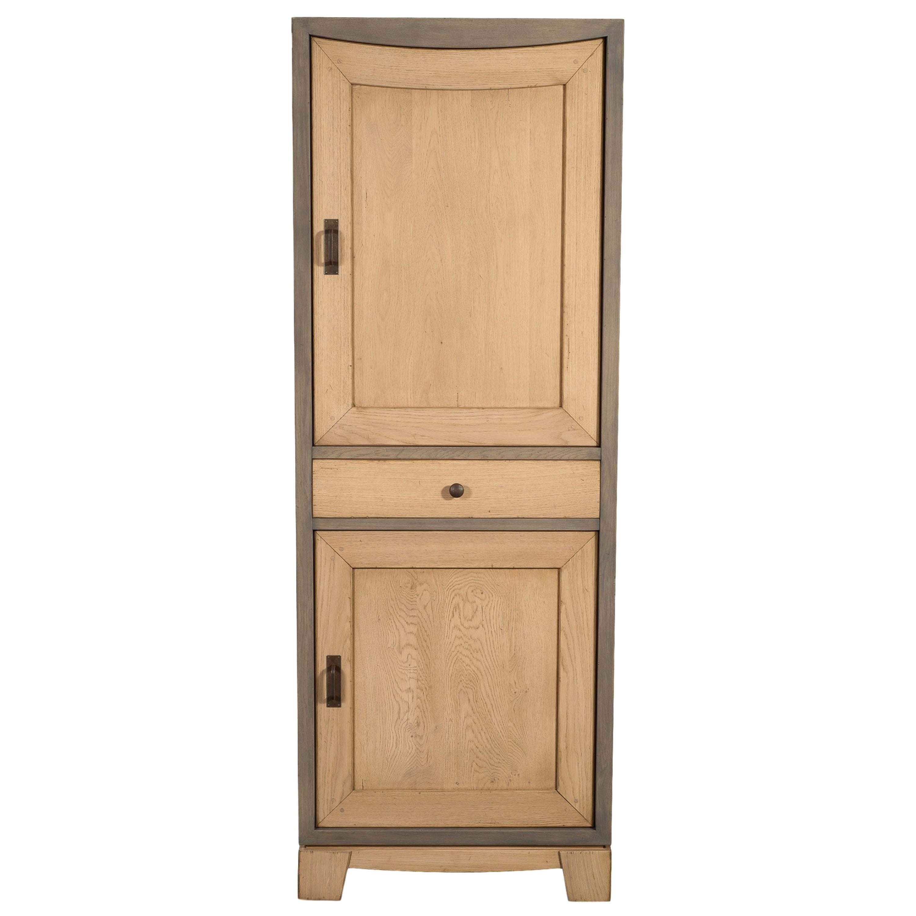 Modern Oak "Tall Man" Cabinet, Stained and Grey Lacquered