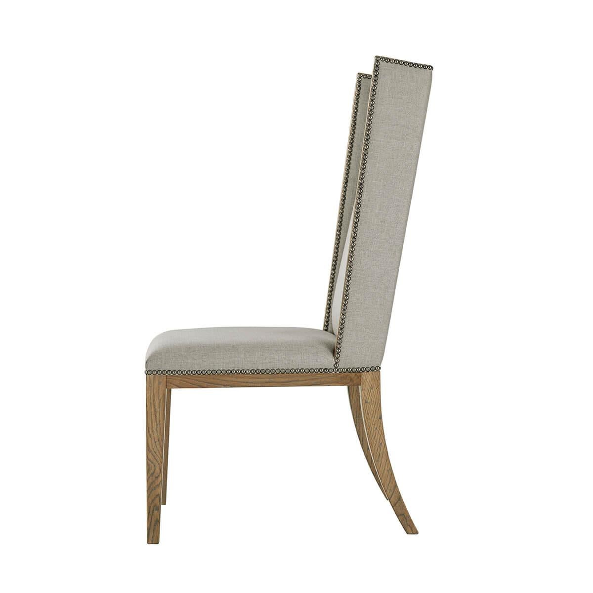 Vietnamese Modern Oak Upholstered Dining Chair For Sale